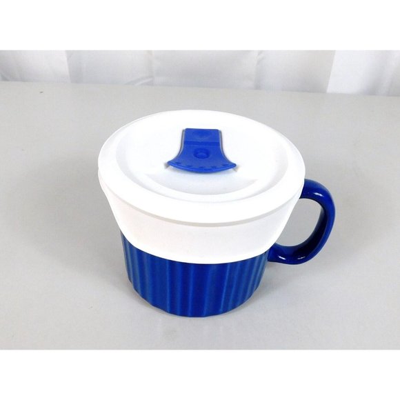 Corning Ware Colours Stoneware Soup Bowl Mugs Blueberry Vented Lid 20 oz - Picture 3 of 14